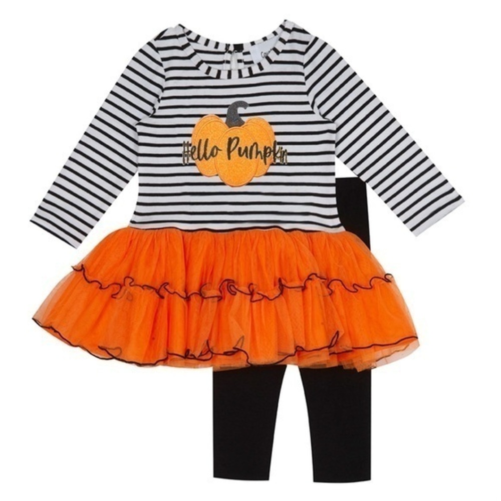 COUNTING DAISIES Girls Halloween Hello Pumpkin Tutu and Legging Set size various